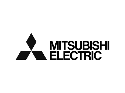Logo Mitsubishi sur fond noir