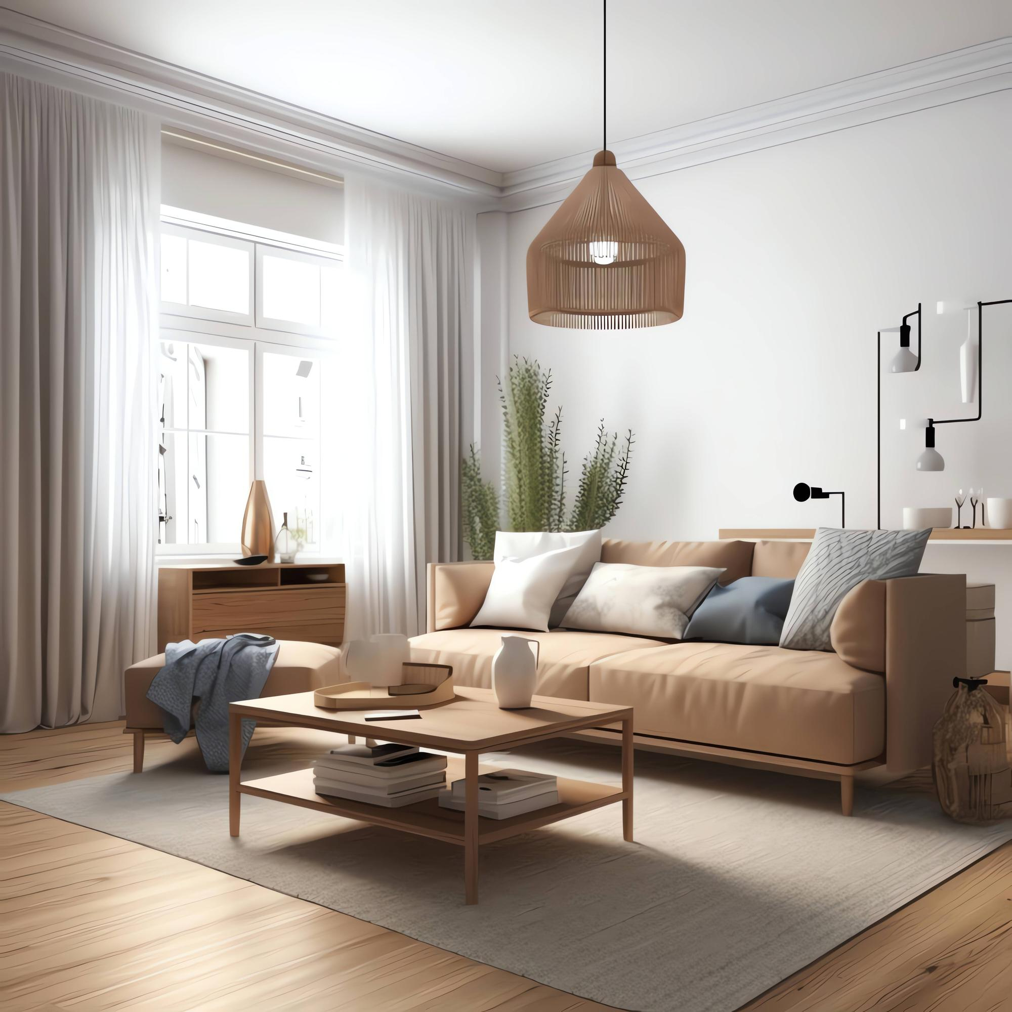 Salon moderne lumineux au style scandinave
